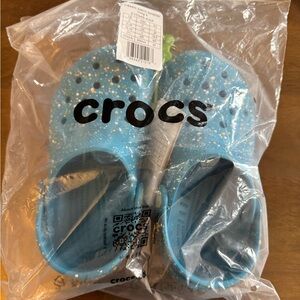 Kids CROCS blue splatter clogs